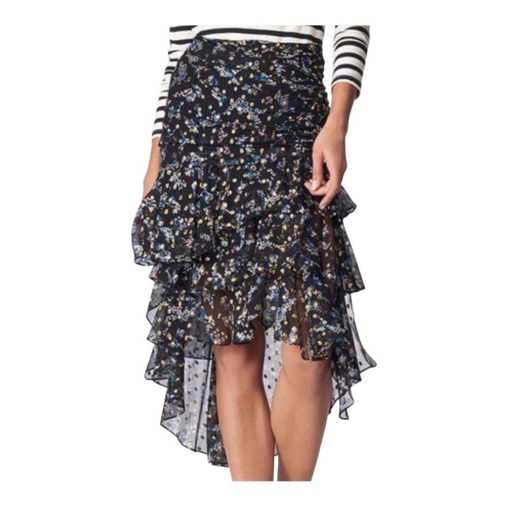Veronica Beard Cello Silk Ruffle Skirt